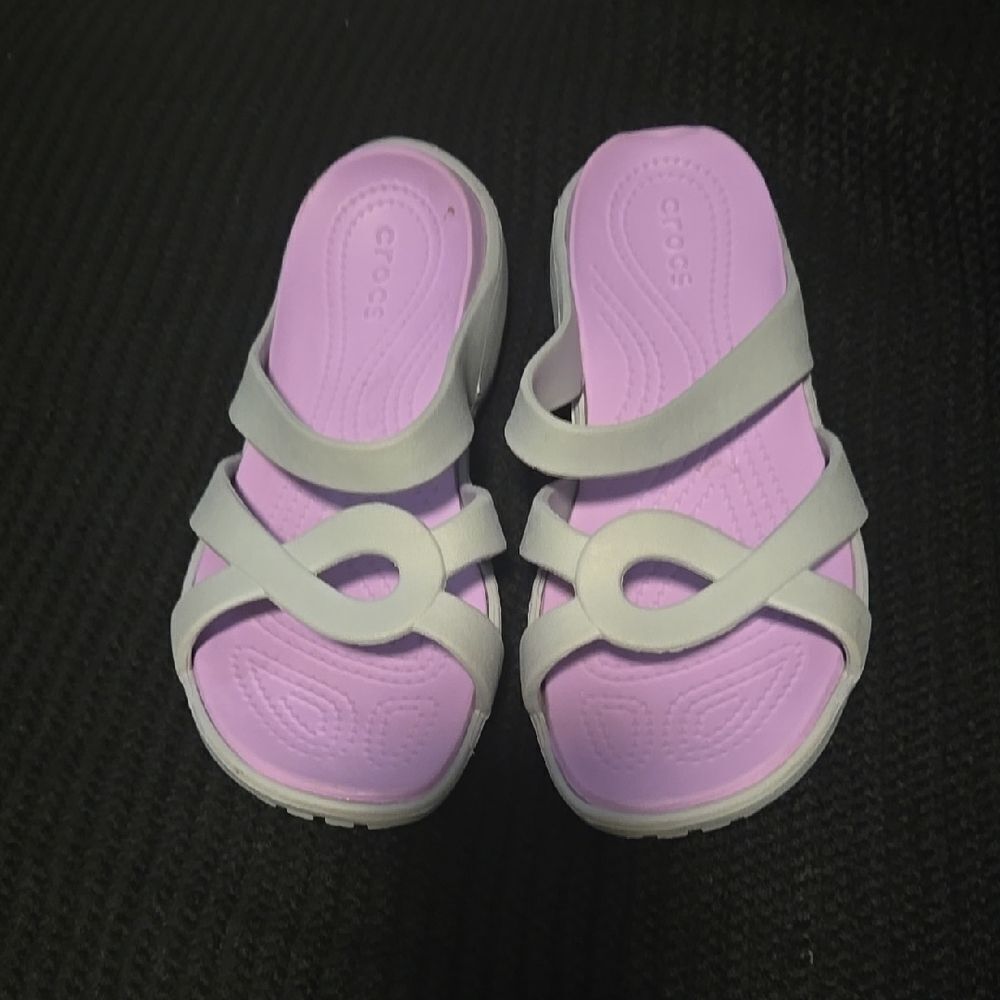 Crocs Women's Purple and Gray Sandals - Picture 2 of 5